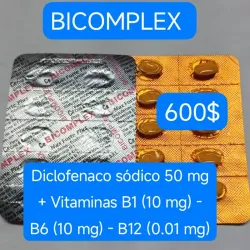 Bicomplex Diclofenaco Sódico (5.0 mg) + Vitamina B1 (10 mg) B6 (10 mg) B12 (10 mcg) de 10 Tabletas 