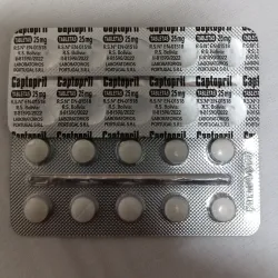 Captopril de 25 mg de 10 Tabletas 