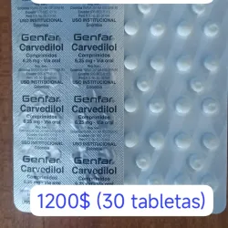Carvedilol de 6.25 mg de 30 tabletas