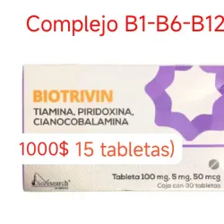 Complejo Vitamínico B (Biotrivin) B1(100 mg)-B6(5 mg)-B12(50 mg) Caja con 20 Tabletas 