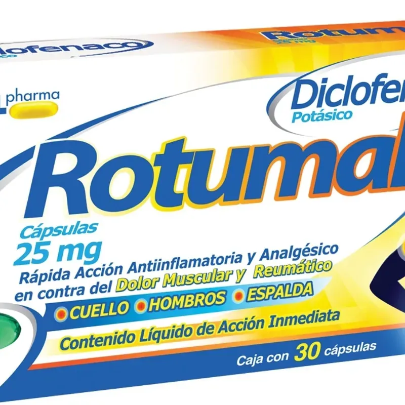 Diclofenaco Potásico 25 mg de 30 Cápsulas (Adultos y niños mayores de 14 años)