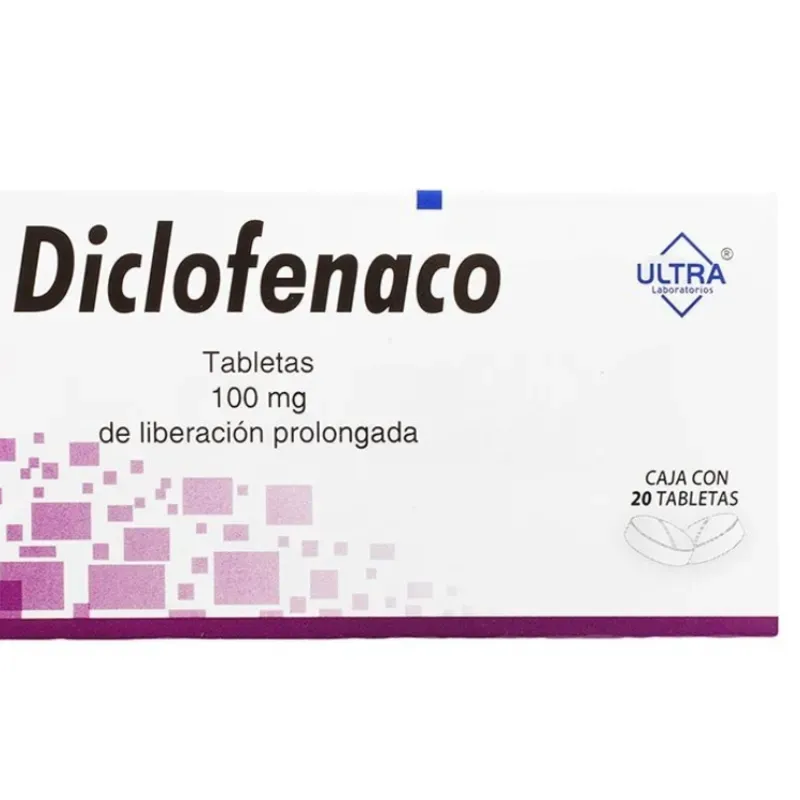 Diclofenaco Sódico de 100 mg de 20 Tabletas 