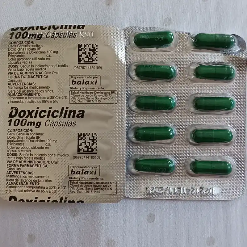 Doxiciclina de 100 mg de 10 cápsulas 