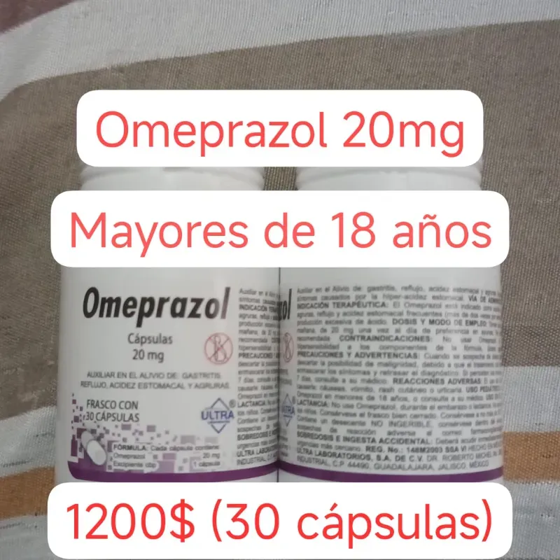 Omeprazol de 20 mg de Frasco con 30 cápsulas 