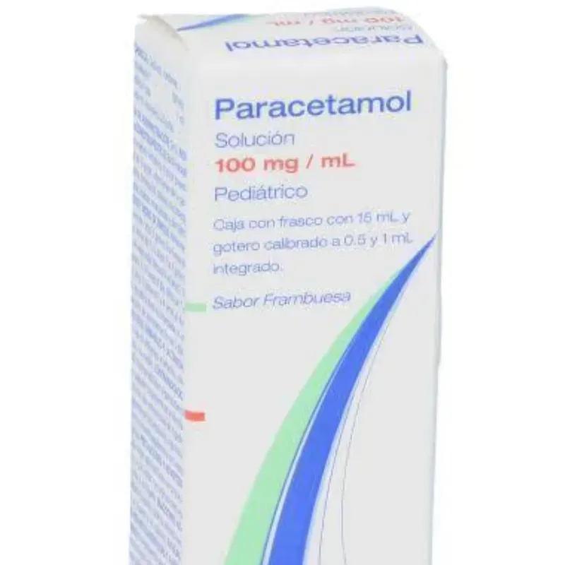 Paracetamol Solución 100 mg / mL Sabor Frambuesa Pediátrico Frasco con 15 mL (De 0 a 12 años)