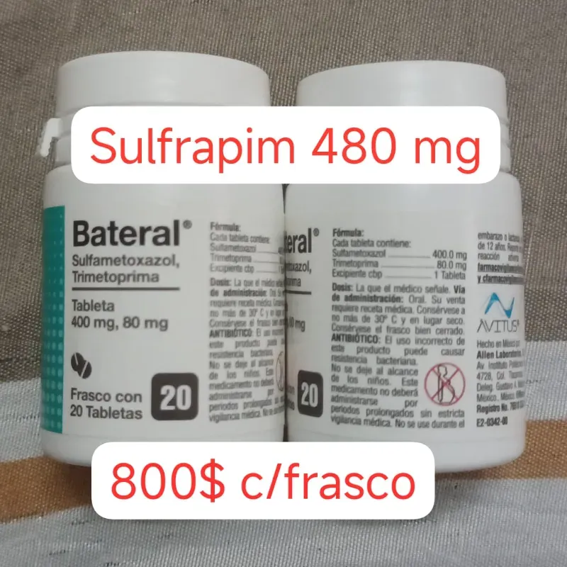 Sulfrapim de 480 mg Frascos con 20 Tabletas 