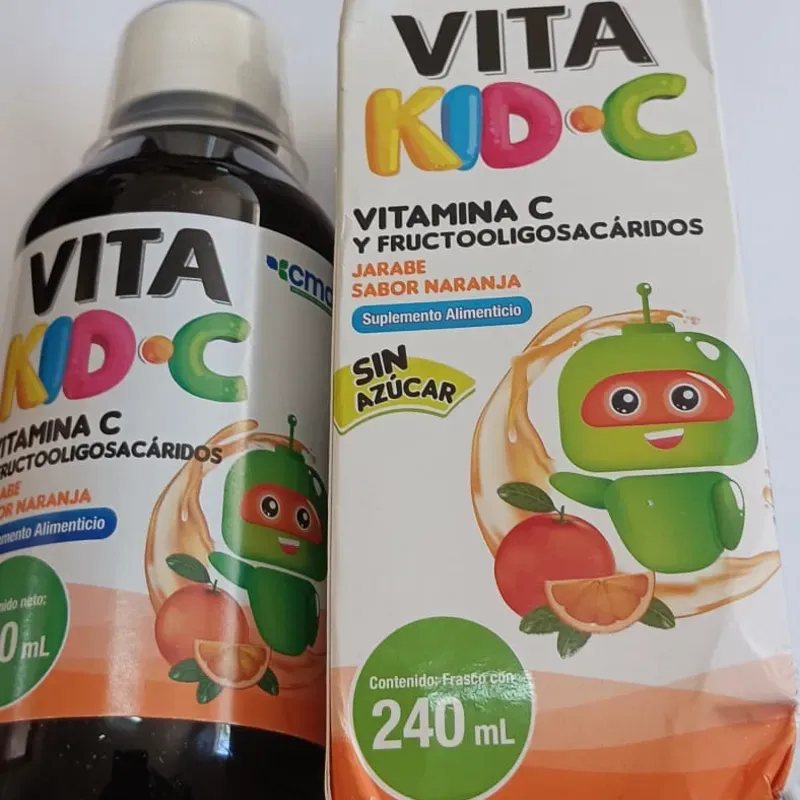 Vita Kid-C Jarabe Sabor Naranja Suplemento Alimenticio Sin Azúcar Frasco con 240 mL (Niños de 4 años en adelante)