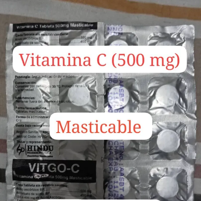 Vitamina C de 500 mg de 10 tabletas masticables