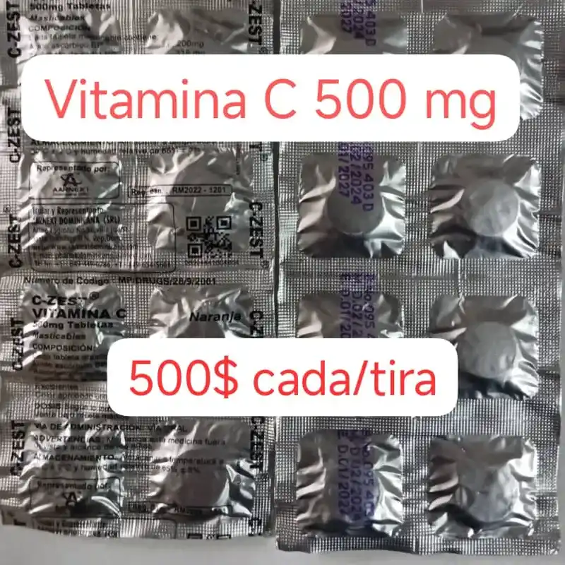 Vitamina C de 500 mg de 10 tabletas masticables 