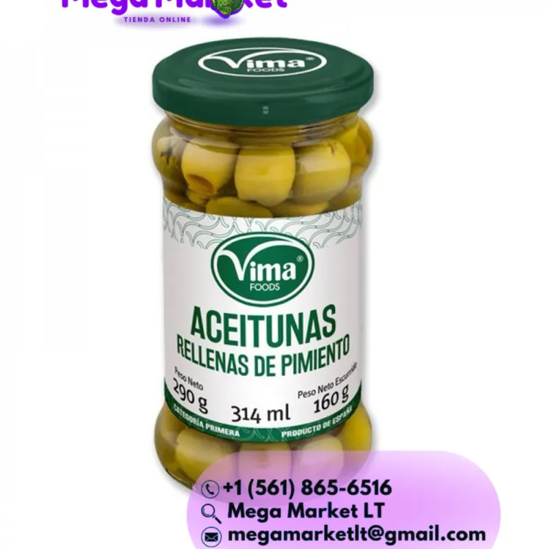 💜Aceitunas rellenas con pimiento Vima Foods ( 290g ) 