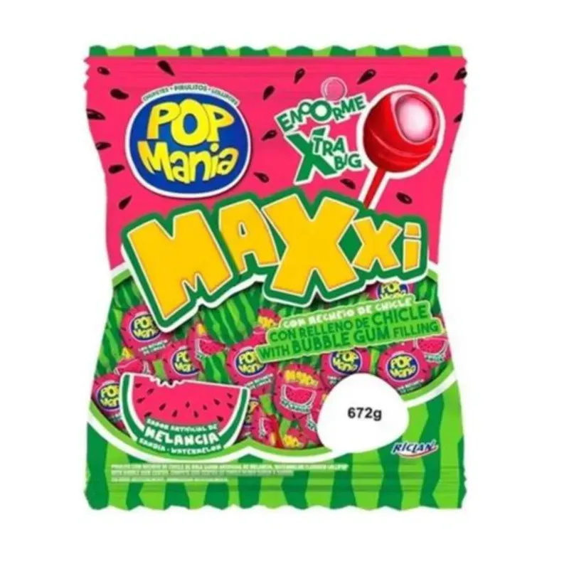 Chupa Chupas Pop Mania de Sandia con relleno de chicle 672g