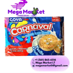💜Galletas rellenas con crema de vainilla Carnaval Goya ( 12 pack 4 cookies 403g )