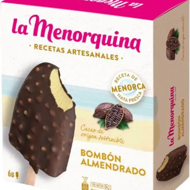 Paleta de Helado La Menorquina Sabores Bombón Almendrado y Bombón Crema 80ml 1u 