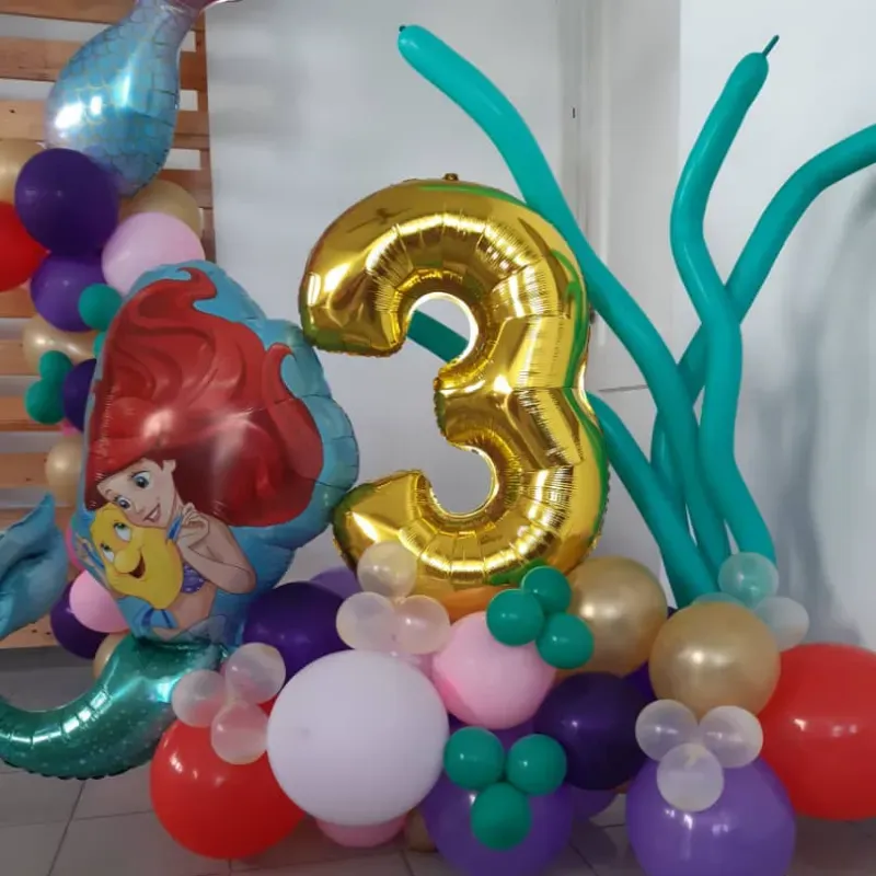 Bouquet de globos cumple #3 Sirenita 