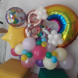 Bouquet Globos Cumple #8 Unicornio 