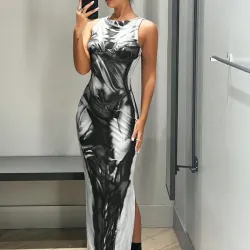 Vestido negro sombra blanca abierto 