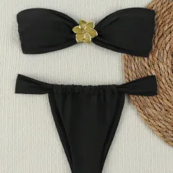 Bikini Negro con detalle dorado