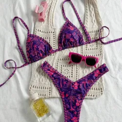 Bikini Sexy de Top de tirantes Estampado Floral