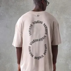 Pullover de Hombre Beige Con Letrero Trasero