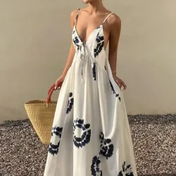 Vestido Blanco Estampado Largo