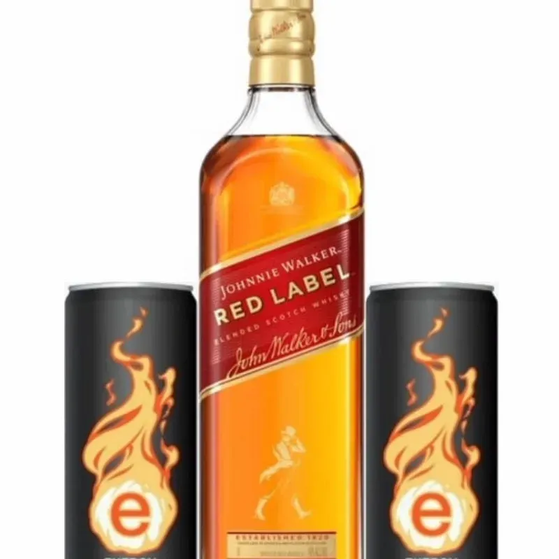 WHISKY JOHNNIE WALKER RED LABEL 750ML + 2 ENERGIZANTES