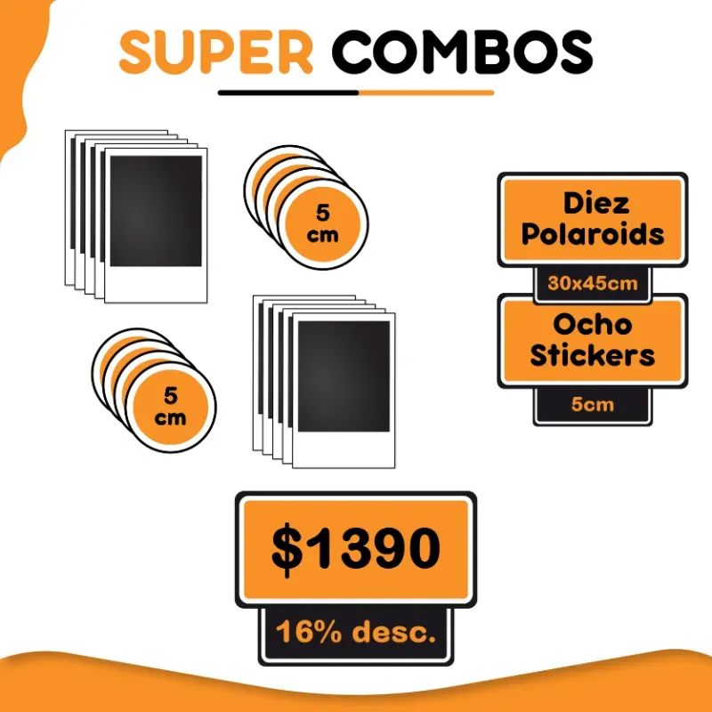 10 Polaroids + 8 Stickers