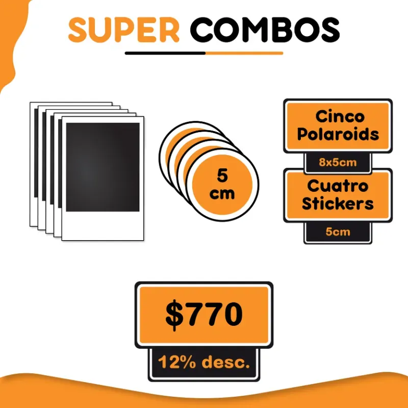 5 Polaroids + 4 Stickers