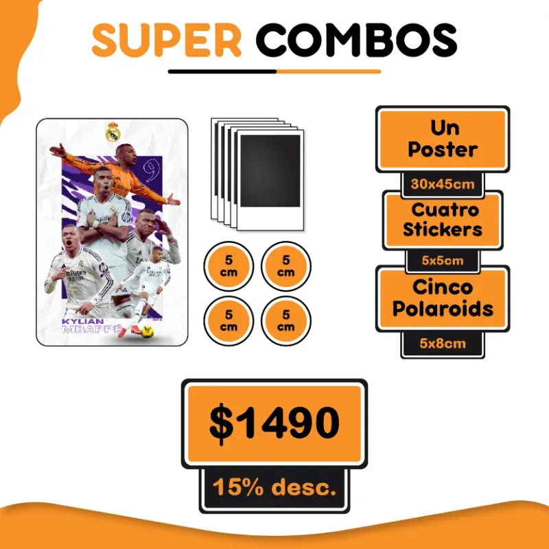 Combo 5 Polaroids + 4 Stickers 5cm+ 1 Poster 30x45cm