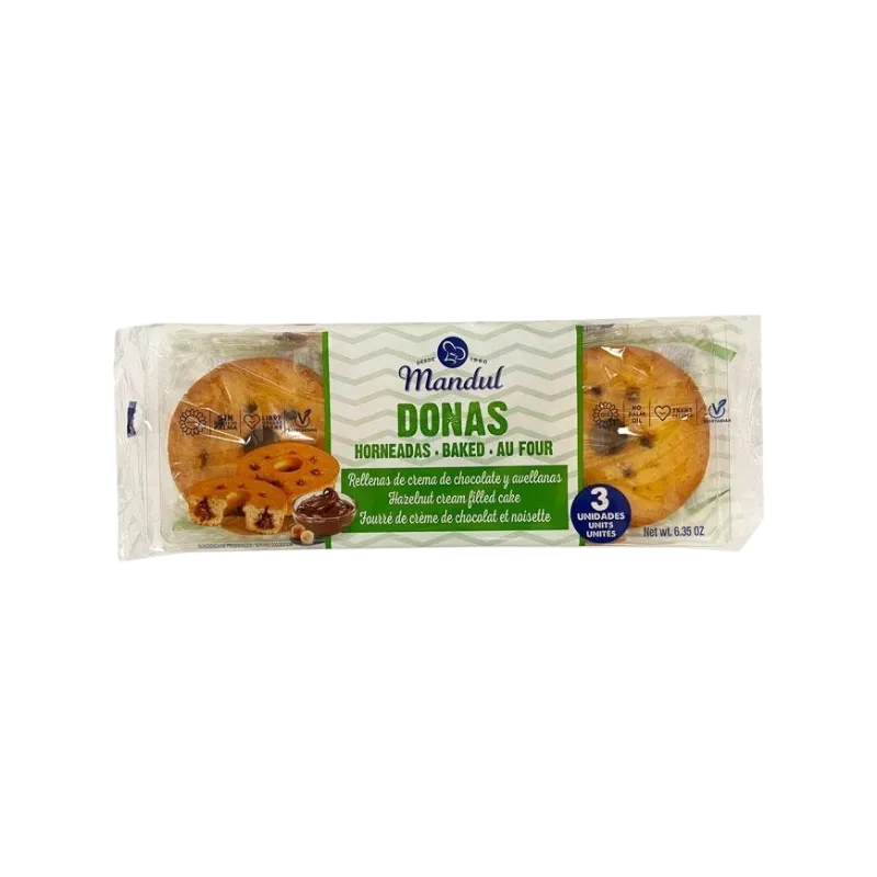 Donas rellenas con crema de avellanas y chocolate