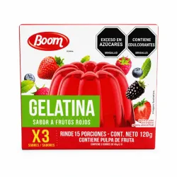 Gelatina Boom Mixta (uva, frutos rojos y mandarina) 120 gr