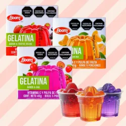 Gelatina Boom Mixta (uva, frutos rojos y mandarina) 120 gr