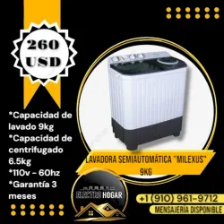 LAVADORA SEMIAUTOMÁTICA "MILEXUS" 9KG
