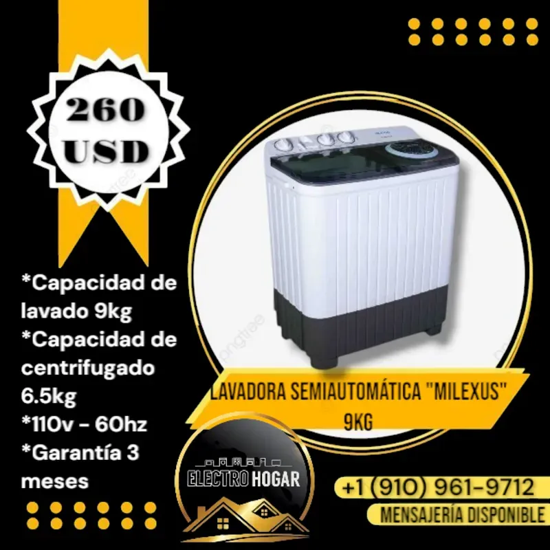 LAVADORA SEMIAUTOMÁTICA "MILEXUS" 9KG