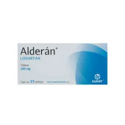 Alderán Losartán Potásico 100 mg, Caja con 15 Tabletas