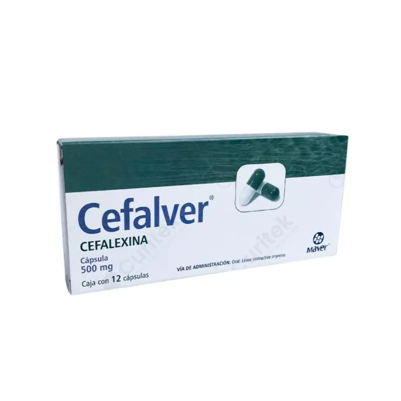 Cefalver Cefalexina 500 mg | Caja con 12 Cápsulas, Antibiótico