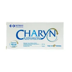 Charyn Azitromicina 500 mg, Caja con 3 Tabletas