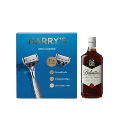 Combo Ballantine's Whisky 350ml + Set de Cuchillas Harry's Chrome Edition