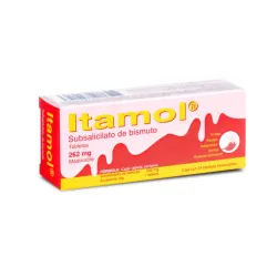 Itamol Subsalicilato de Bismuto 262 mg – 24 Tabletas Masticables  (Fecha de vencimiento Julio 2027 Origen México)