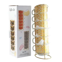 Juego de 6 Tazas Blancas con Diseño de Manchas Doradas