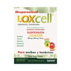 Loxcell Junior Suspensión 20 mL | Albendazol 400 mg + Quinfamida 200 mg