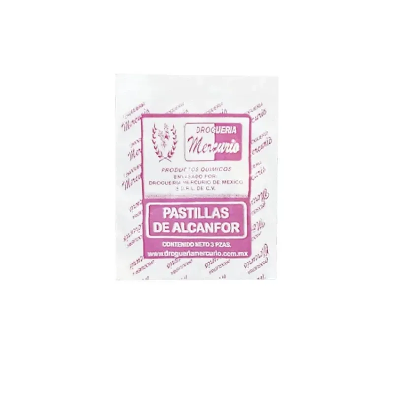 Pastillas de Alcanfor Droguería Mercurio | Sobre con 3 Unidades