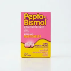 Pepto-Bismol Tabletas Masticables Sabor Anís 262.4 mg | Alivio Digestivo