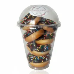 Vaso con 7 Donitas de Crema de Chocolate