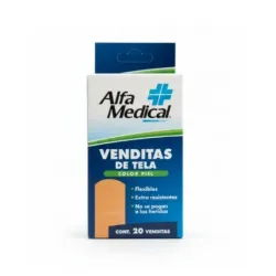 Venditas de Tela Alfa Medical Color Piel (Caja con 20 Unidades)