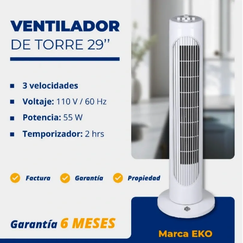 Ventilador de Torre 29" EKO – 3 Velocidades