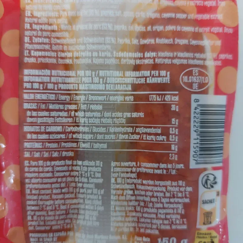 CHORIZO BARBACOA “MARTÍNEZ SOMALO” PICANTE