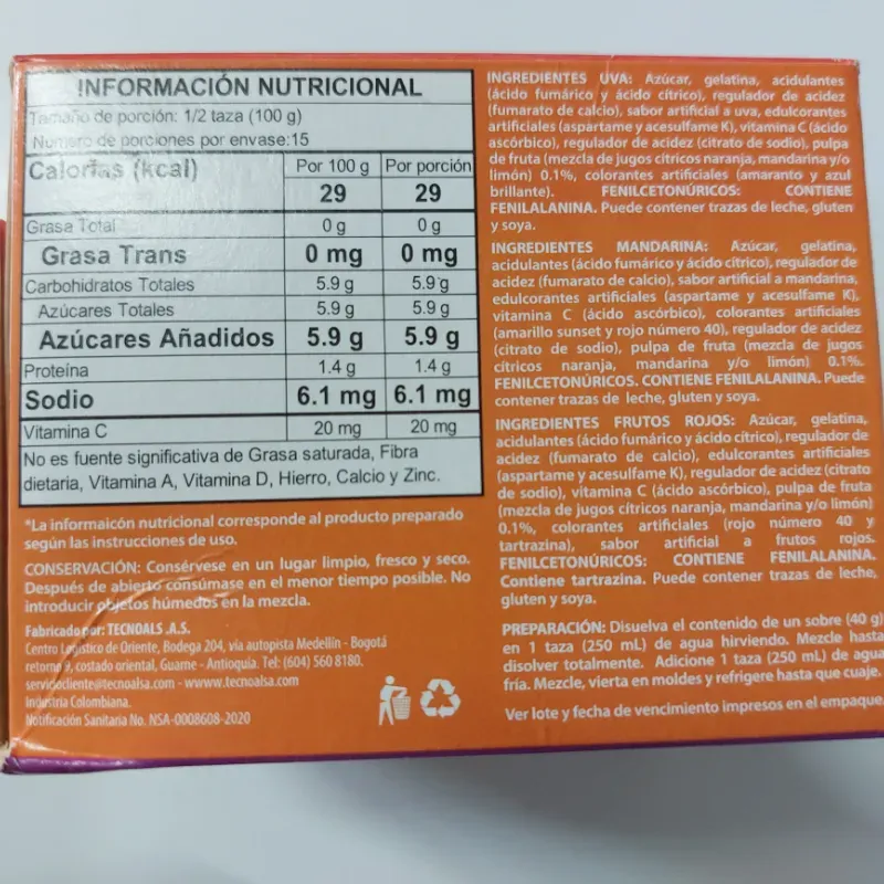 Gelatina Uva, Mandarina y Frutos Rojos