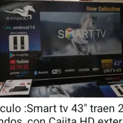 Smart tv de 43 pulgadas traen 2 mandos con cajita HD externa 