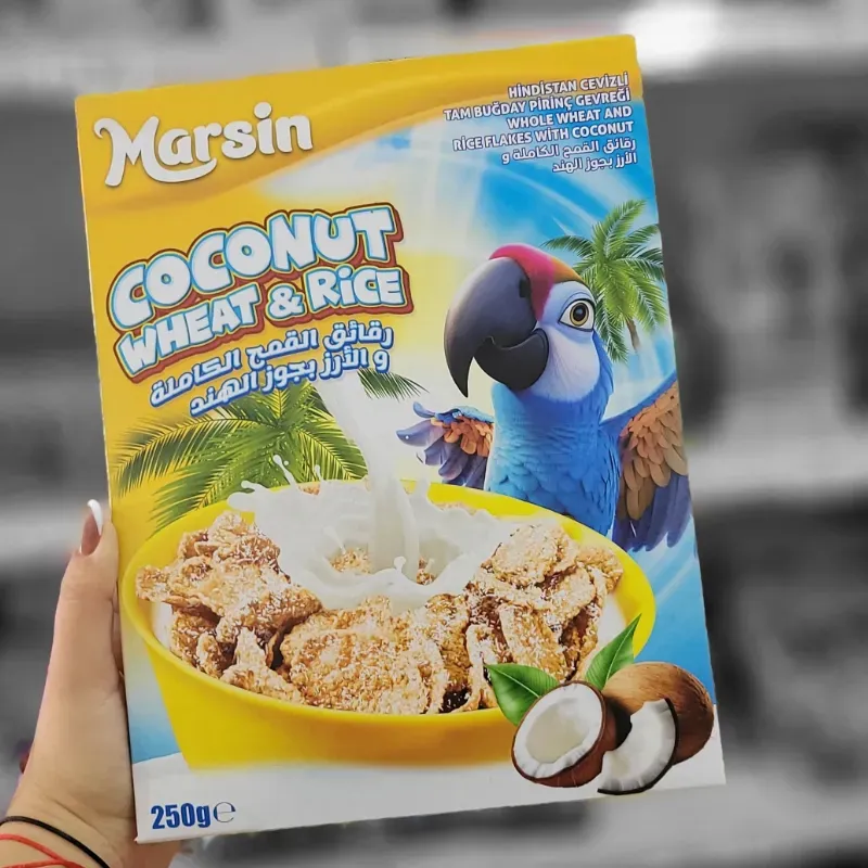 Cereal de coco con arroz y trigo.MARSIN