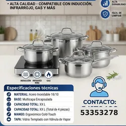 Juego de calderos de acero inoxidable (4 piezas)